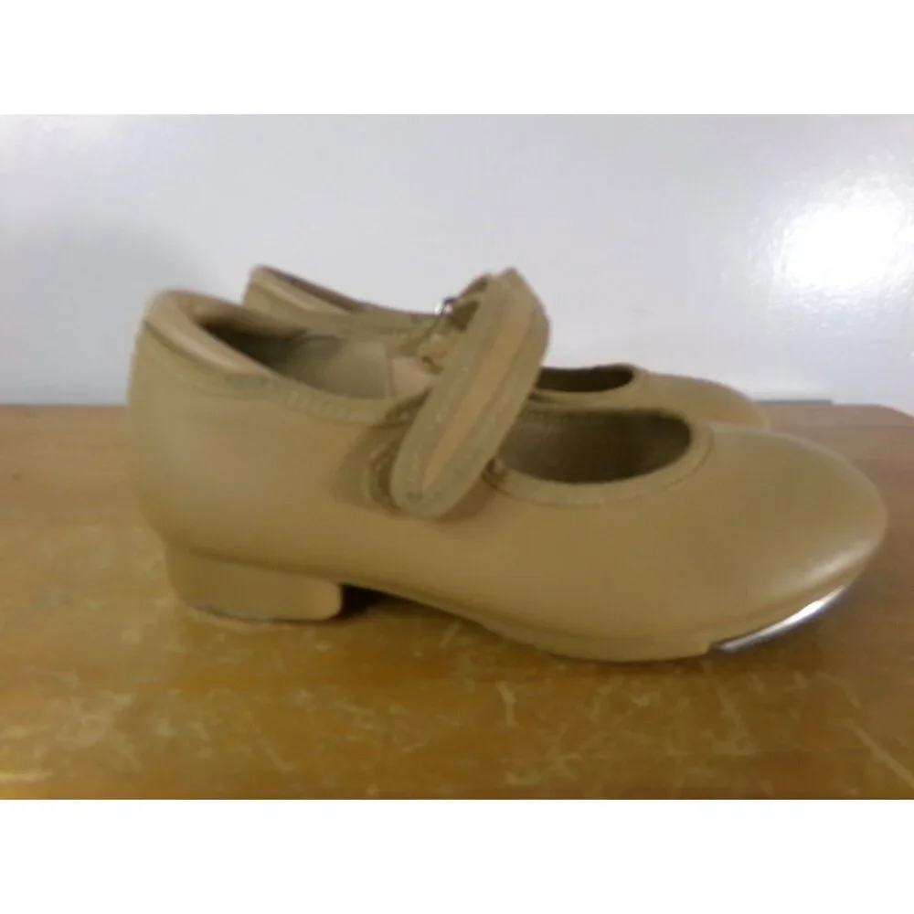 Pre-Owned Dance Dance Tap Shoes Kids 12M Mary Jane easy Strap Tan